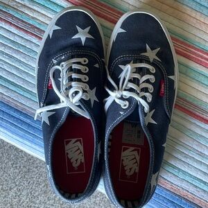 Vans shoes.   Navy blue with white stars